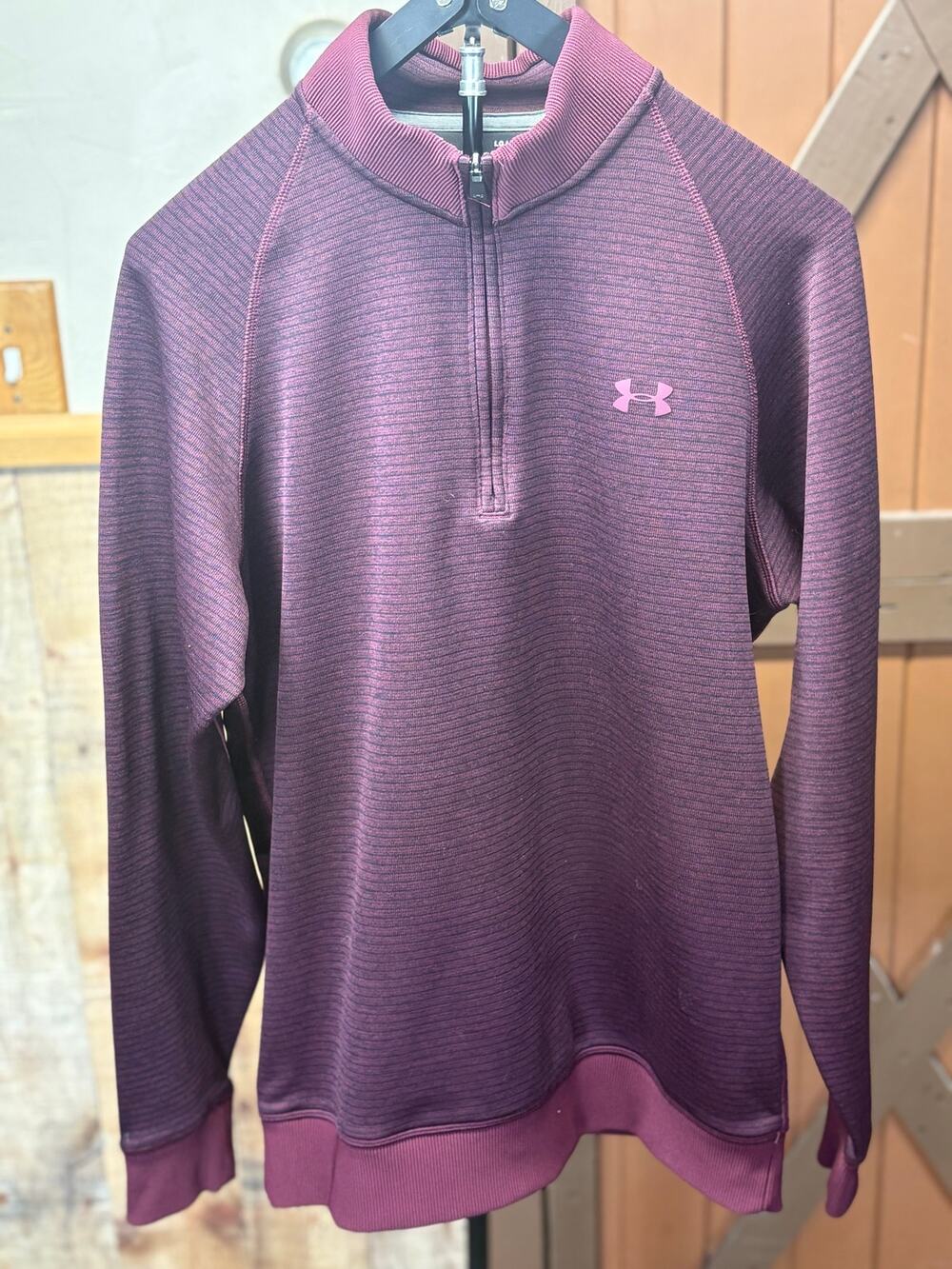 Under Armour ColdGear Storm Large Burgundy 1/4 Zip Pullover Loose Fit